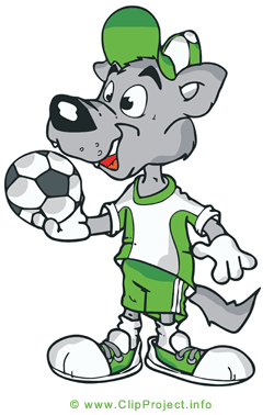 Wolf Cartoon Clipart zum Thema Fußball kostenlos herunterladen