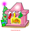 Weihnachten am Kamin Clipart kostenlos