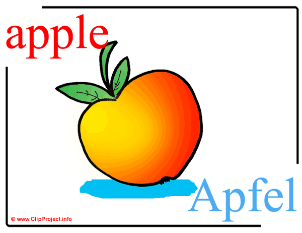 Apple / Apfel / Printable Pictorial English - German  Dictionary for Children / Englisch - Deutsch Bildwörterbuch für Kinder
