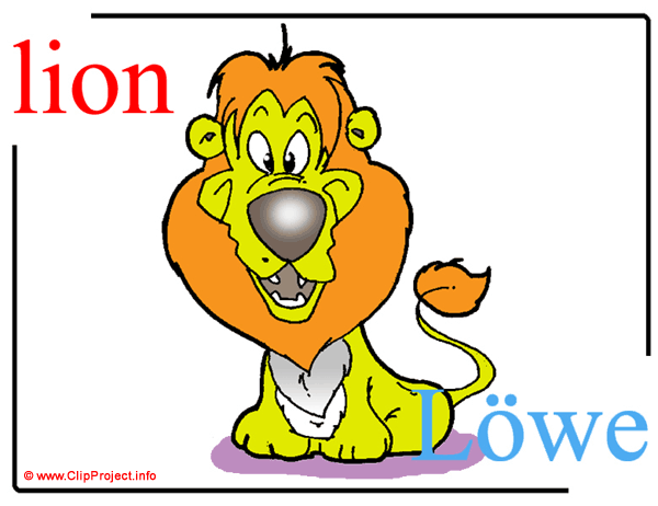 lion - Löwe / Printable Pictorial English - German Dictionary for Children / Englisch - Deutsch Bildwörterbuch für Kinder