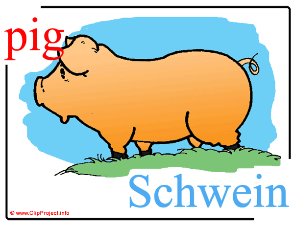 pig - Schwein / Printable Pictorial English - German Dictionary for Children / Englisch - Deutsch Bildwörterbuch für Kinder