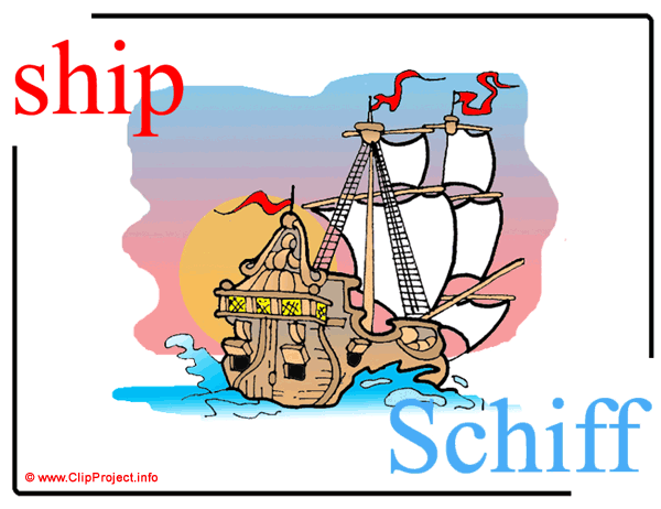 ship - Schiff / Printable Pictorial English - German Dictionary for Children / Englisch - Deutsch Bildwörterbuch für Kinder