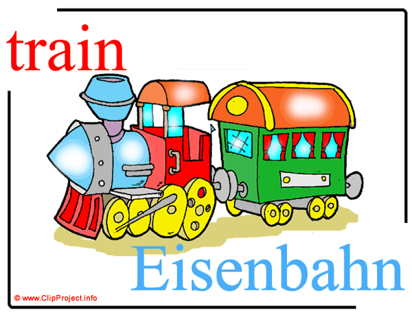 train - Eisenbann / Printable Pictorial English - German Dictionary / Englisch - Deutsch Bildwörterbuch / Clipart
