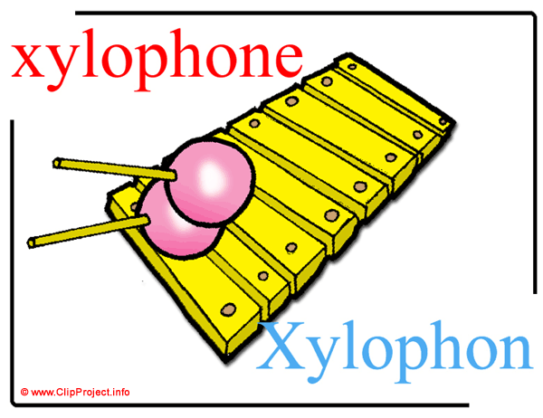  xylophone - Xylophon / Printable Pictorial English - German Dictionary / Englisch - Deutsch Bildwörterbuch / Clipart kostenlos